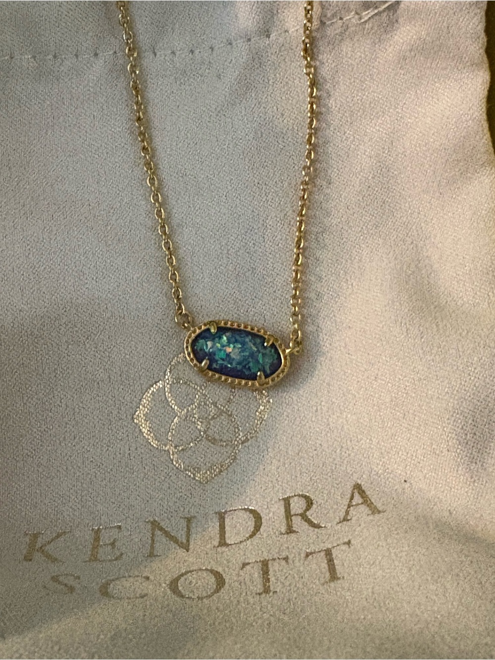 Kendra Scott Blue-Green Opal Gold Necklace